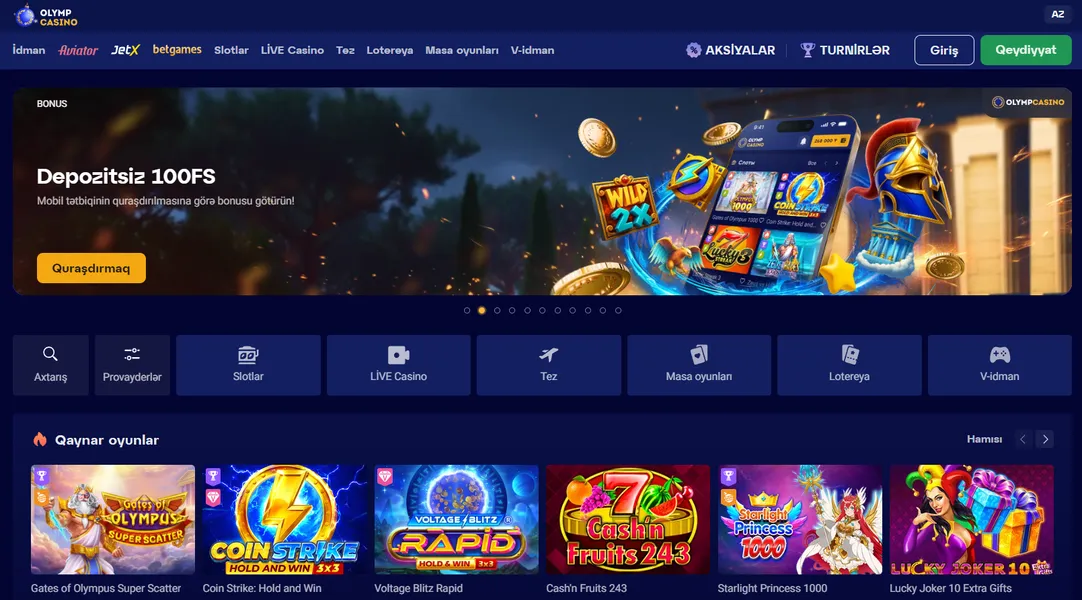Smartfona Olymp kazino quraşdırılması üçün xüsusi hədiyyə